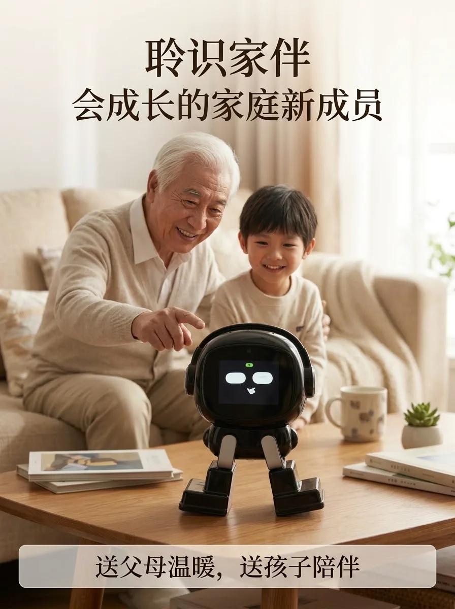 Elderly care companion robot with family
